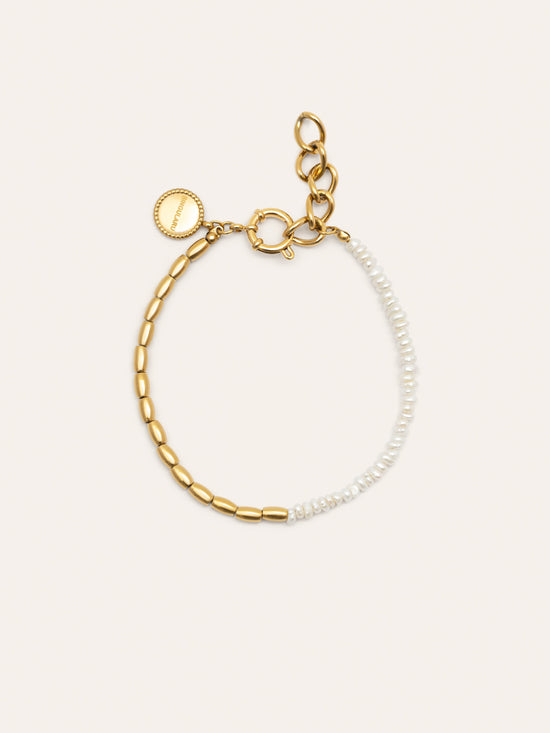 Pulsera New Pearl Acero Baño Oro