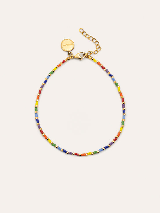 Tobillera Rainbow Acero Baño Oro